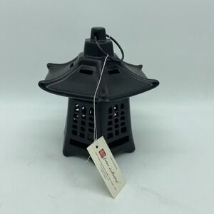 Home Interiors Black‎ Ceramic Oriental Pagoda Sachet Holder Figurine NEW No Box